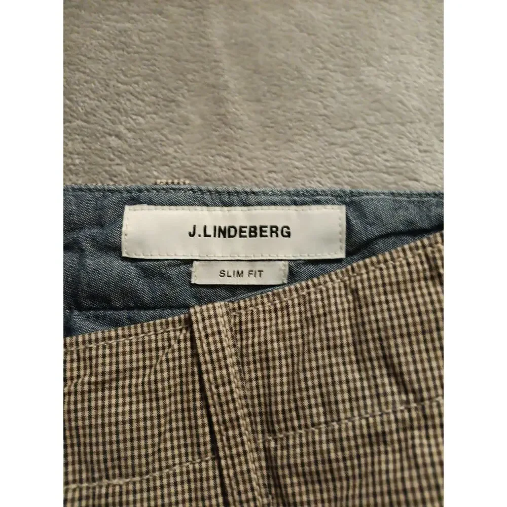 J. Lindeberg Darnell 1371 Vintage Mini Check Slim Fit Pants Mens 33W x 32L